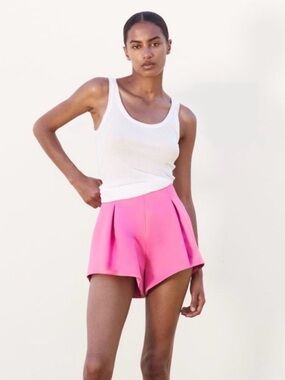 Zara Pink Pleated High-Waist Skort